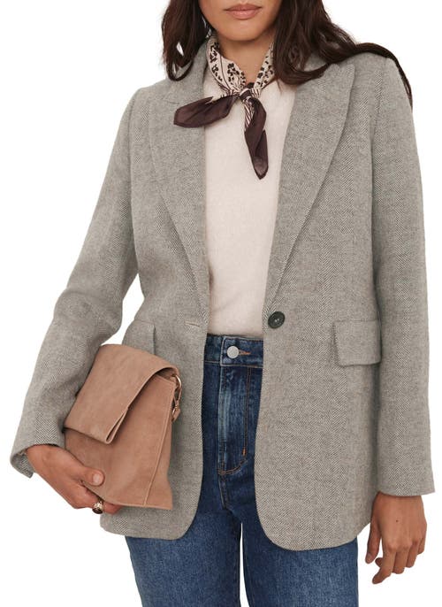 Mint Velvet Herringbone Single Breasted Blazer In Gray