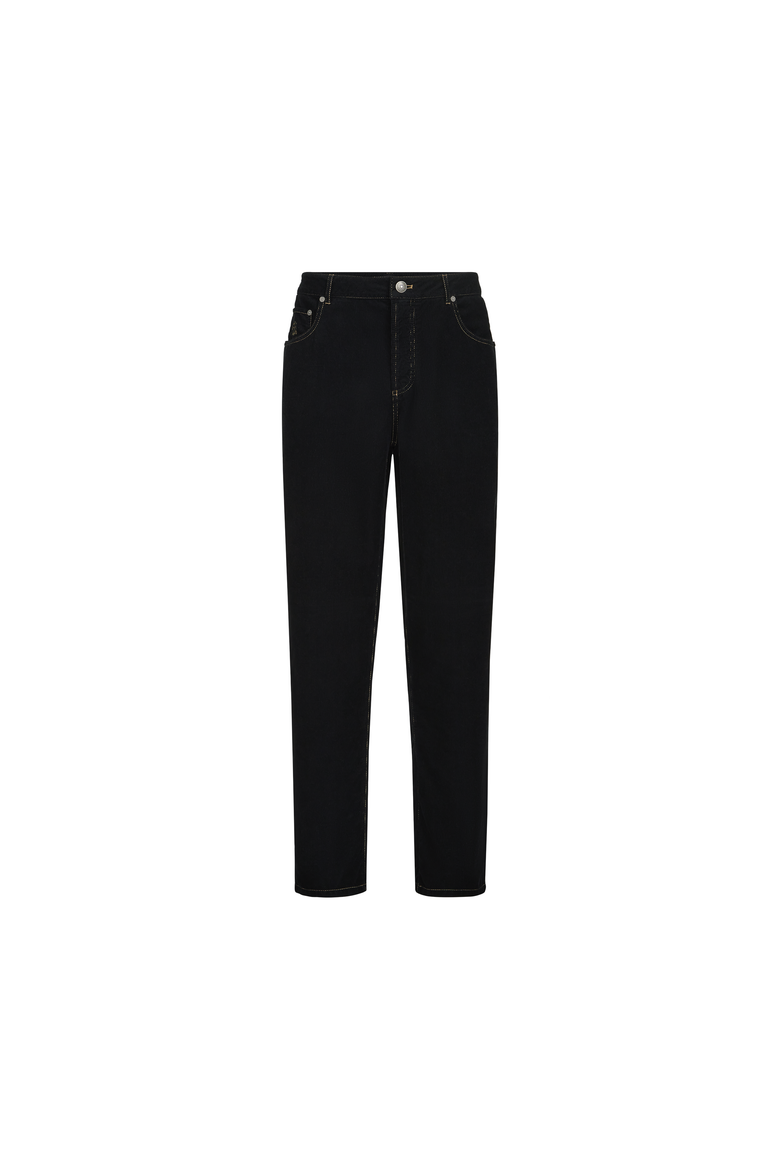 Garment-dyed five-pocket trousers in cotton narrow wale corduroy, Alternate, color, Black