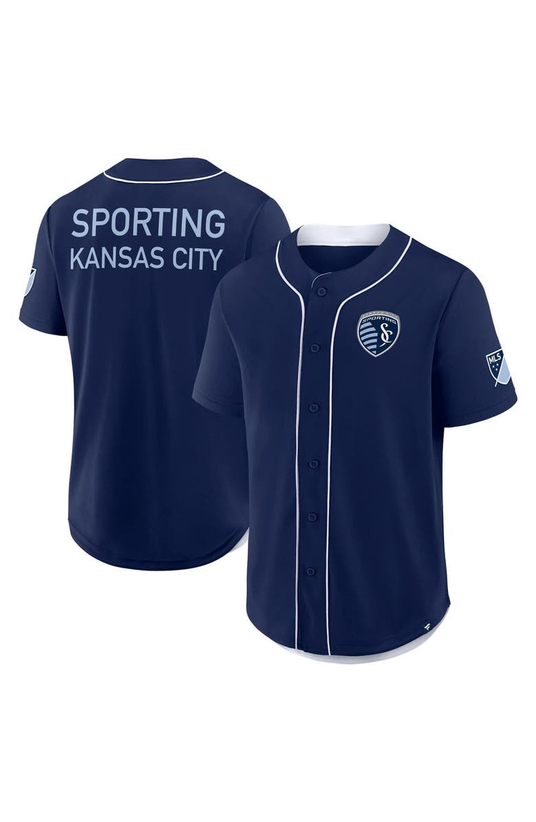 FANATICS Men's Fanatics Navy Sporting Kansas City Injury Time Baseball Jersey, Main, color, Navy