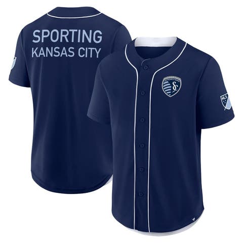Men's Fanatics Navy Sporting Kansas City Injury Time Baseball Jersey