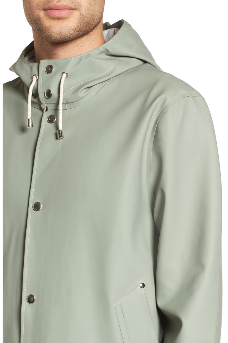 Stockholm Long Sleeve Hooded Raincoat, Alternate, color, KHAKI GREEN