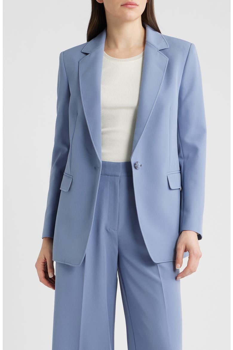 Jabla One-Button Crepe Blazer, Main, color, BRIGHT BLUE