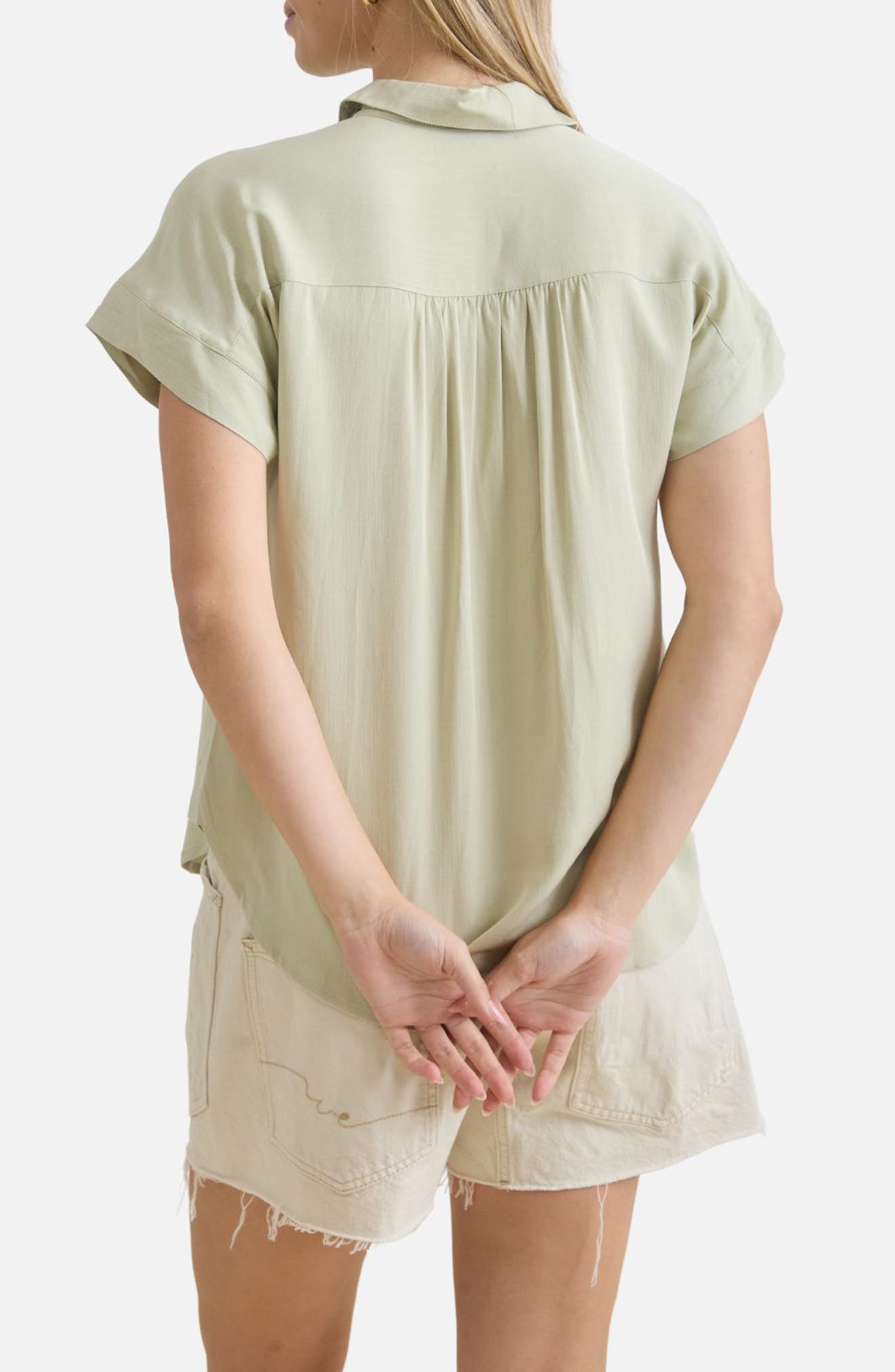 Solid Short Sleeve Button-Up Shirt - image 4