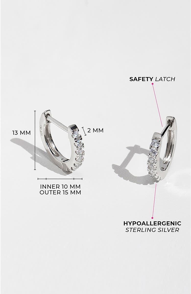 In Season Jewelry Small Multi Clear Cubic Zirconia Huggie Earrings, Alternate, color, Silver