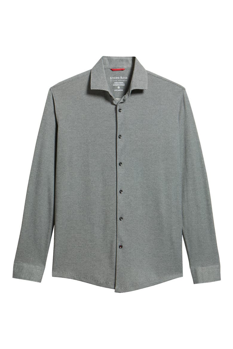 Origin Two-Tone Piqué Performance Button-Up Shirt, Alternate, color, GREY