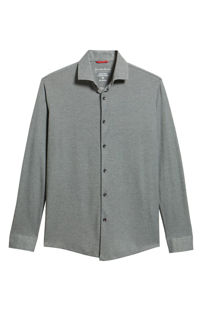 Stone Rose Origin Two-Tone Piqué Performance Button-Up Shirt, Alternate, color, Grey