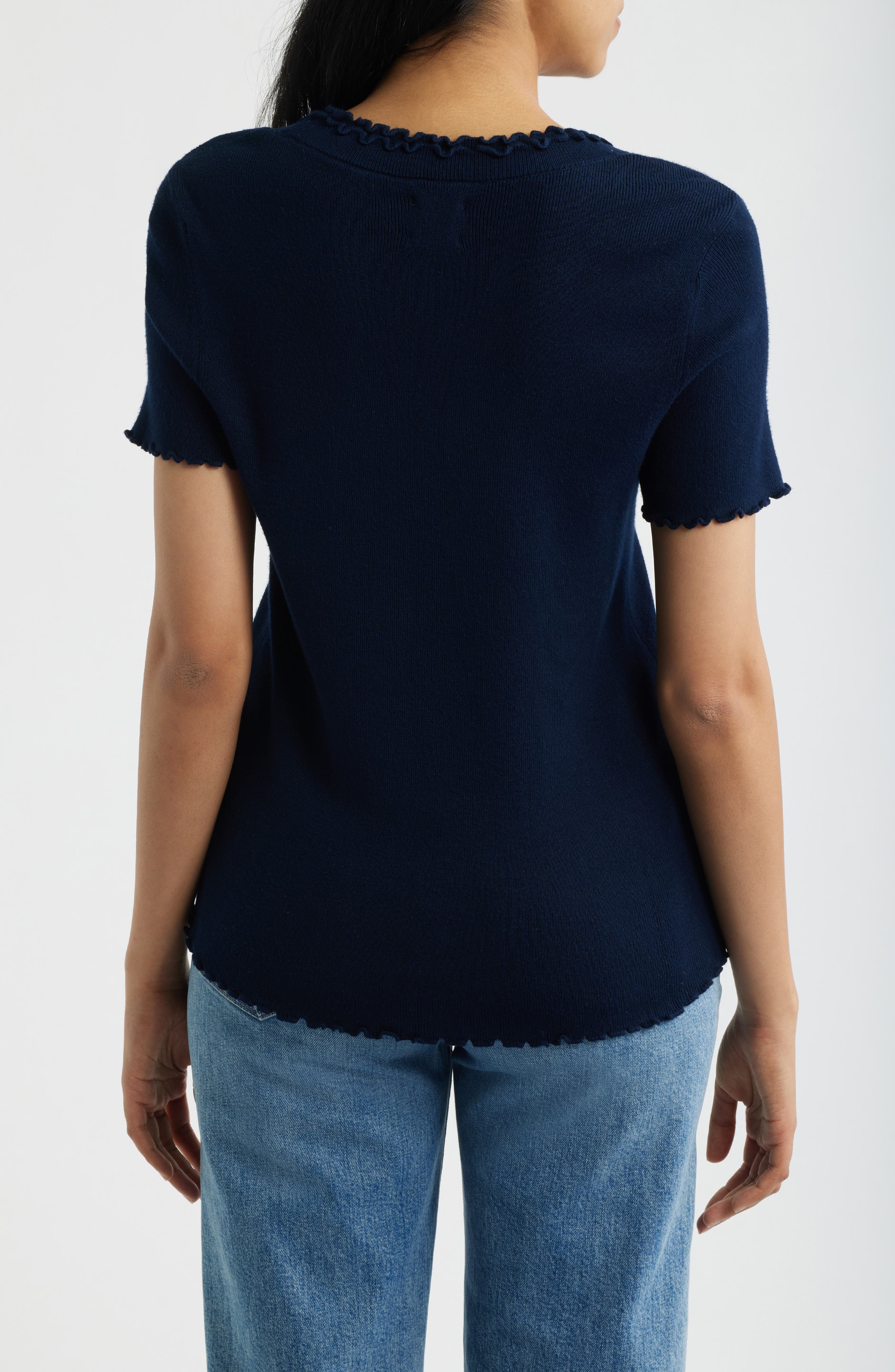 Ruffle Trim Short Sleeve Sweater - image 4