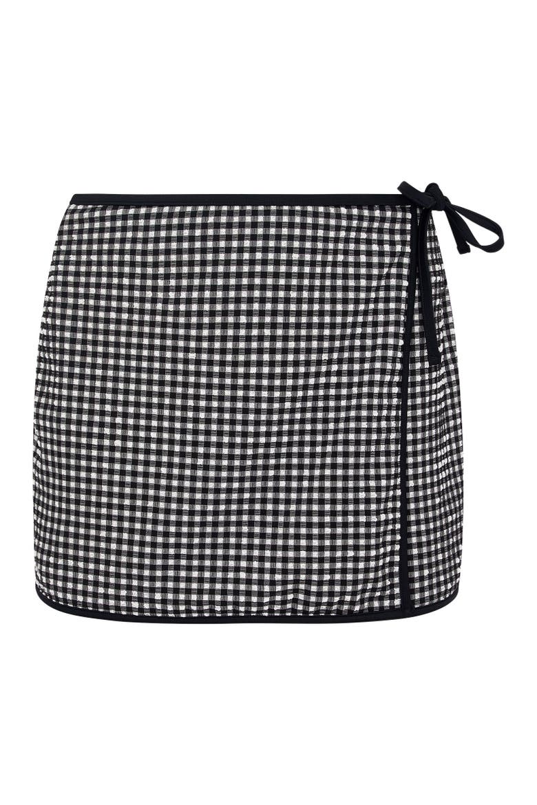 Mini Wrap Skirt, Alternate, color, Black/White