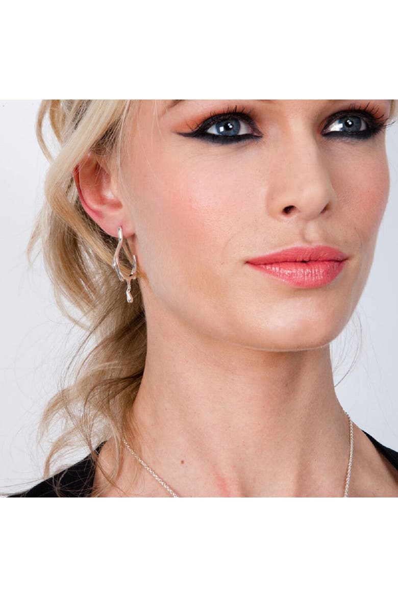 Dripping Hoop Earrings, Alternate, color, Sterling Silver