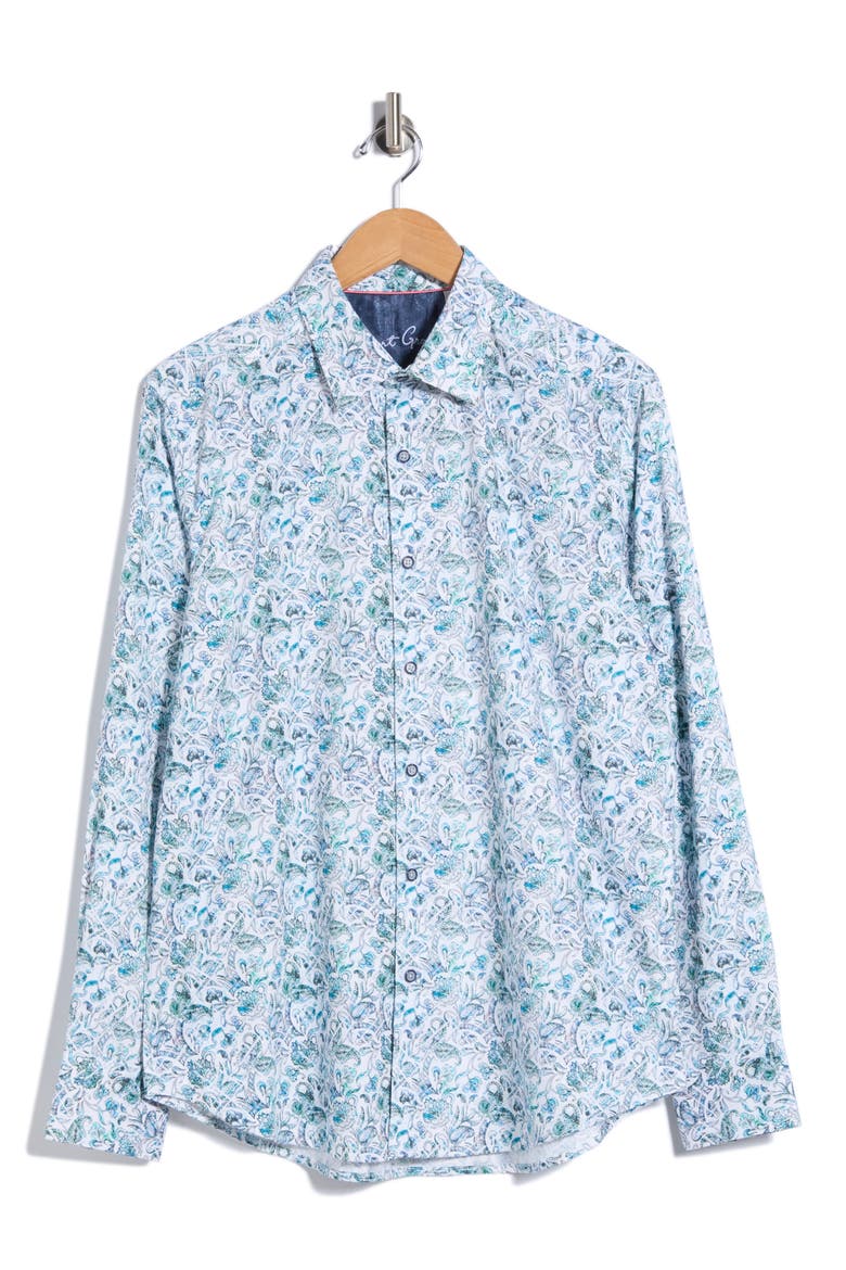 Locust Print Long Sleeve Cotton Shirt, Alternate, color, MULTI