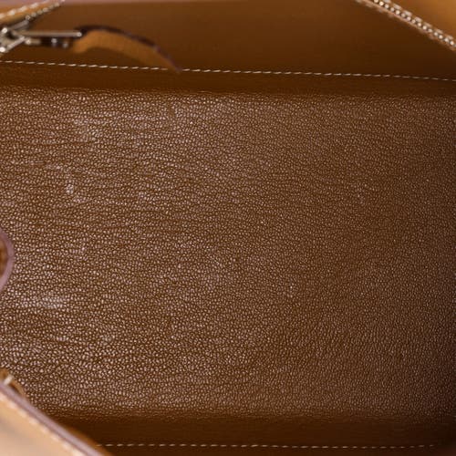 Pre-owned Hermes Hermes Kelly Handbag Brown Epsom With Palladium Hardware 25 In Gold