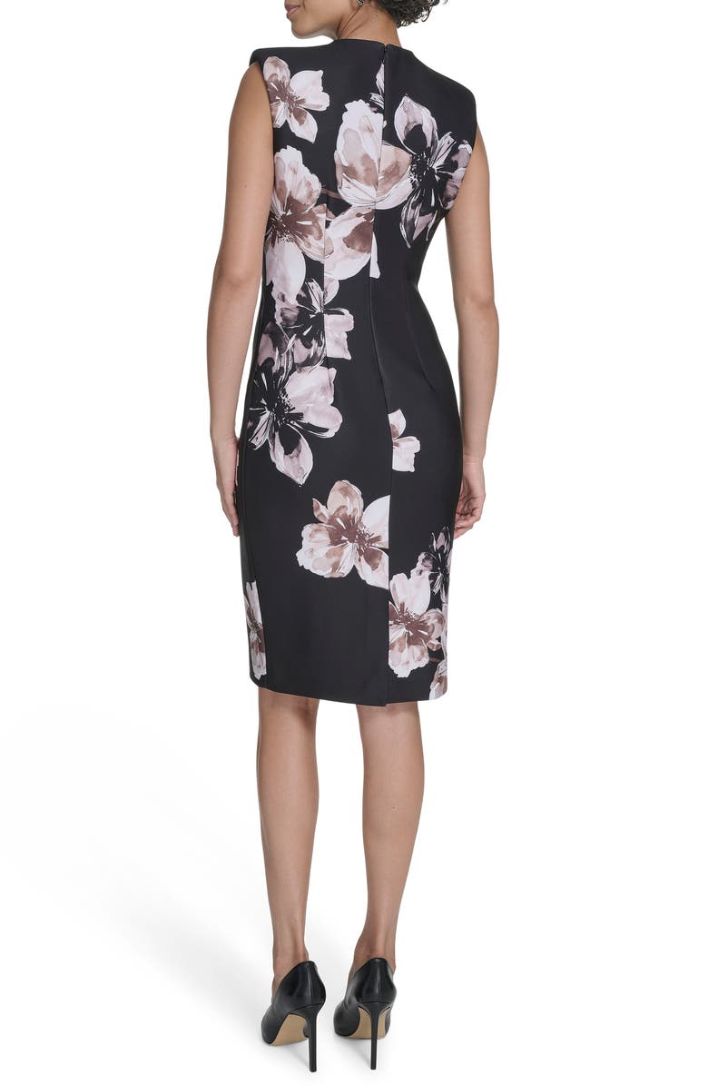 Calvin Klein Floral Sleeveless Sheath Dress, Alternate, color, Black/ Luggage Multi