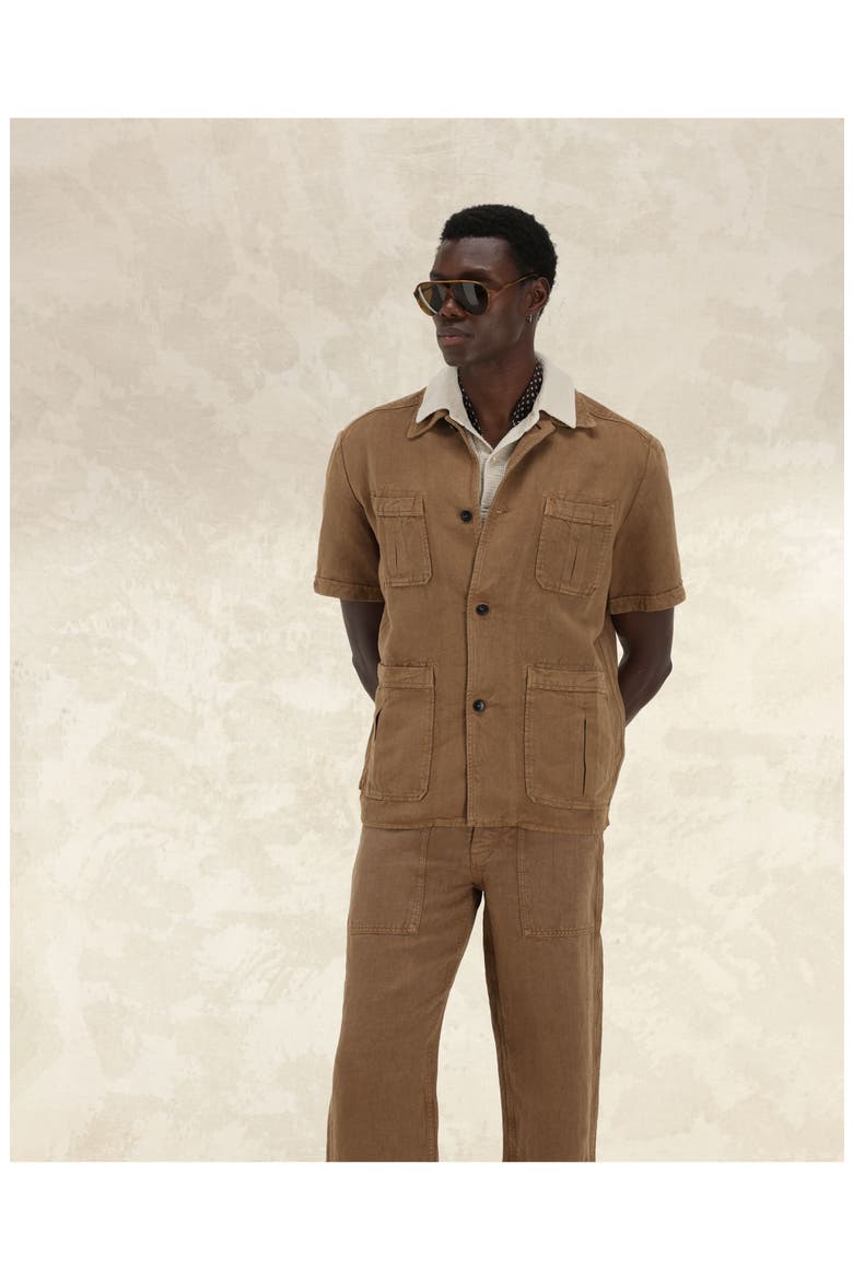 Bohem Linen Short Sleeve Shirt, Alternate, color, MOU