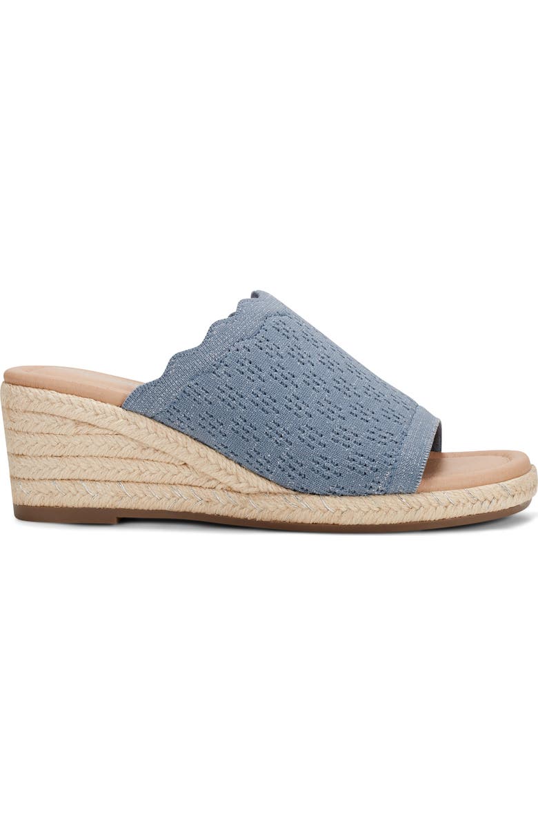 Easy Spirit Shanice Wedge Espadrille Slide Sandal - Wide Width Available, Alternate, color, Blue