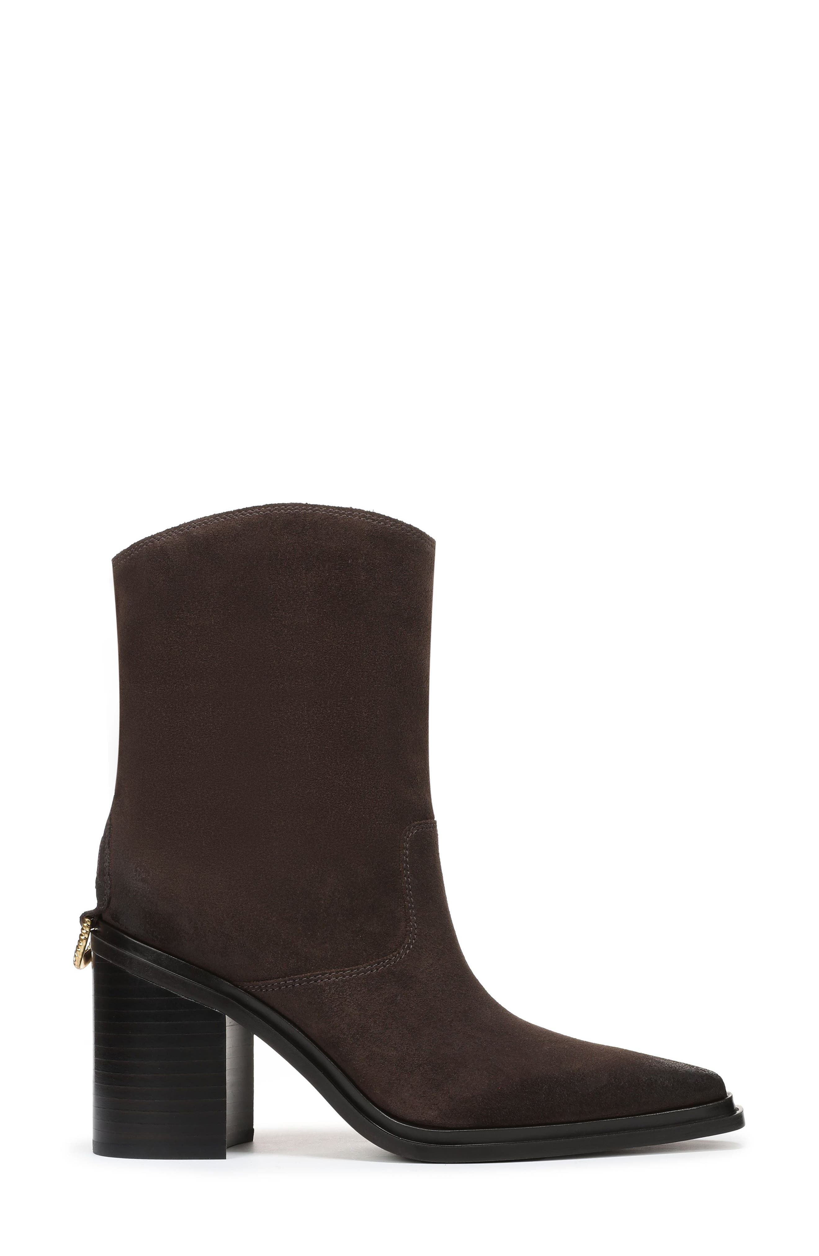 Franco Sarto Laken Block Heel Bootie, Alternate, color, Dark Brown Leather
