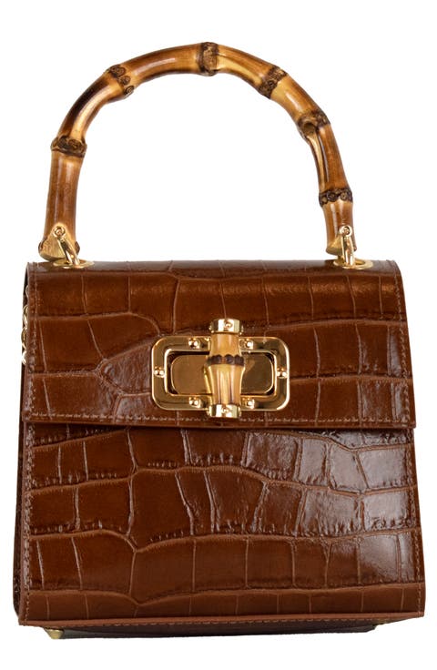 Ellie Croc Embossed Top Handle Bag