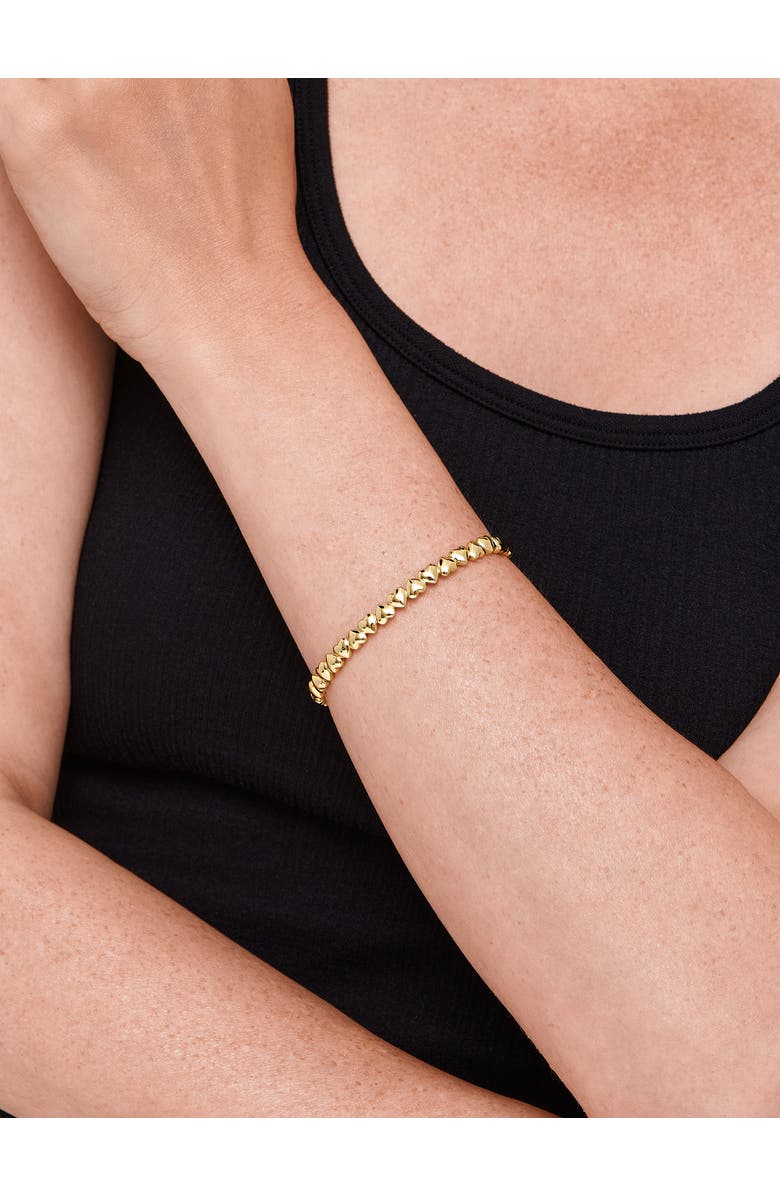 DEVATA Sweet Heart Eternity Bangle Bracelet in Gold Plated Sterling Silver, Alternate, color, Yellow Gold