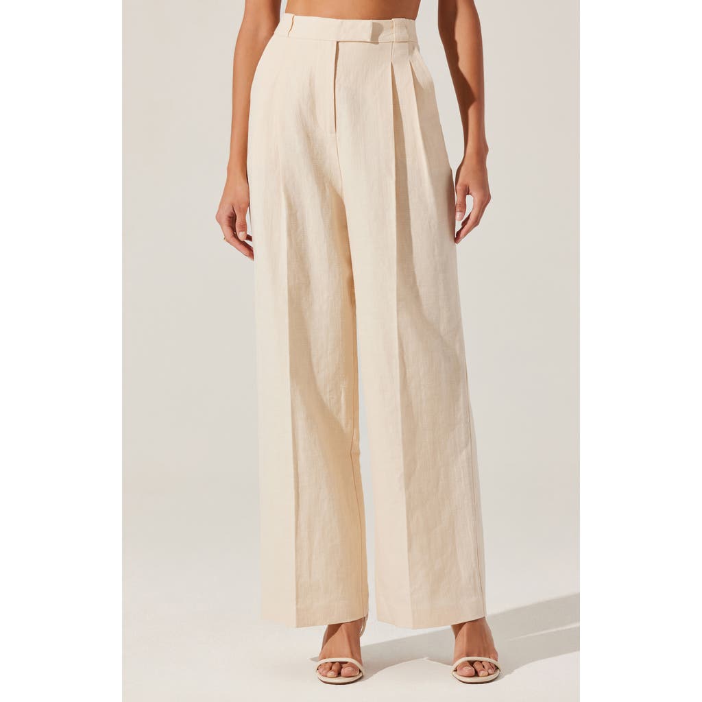 Astr Bryony Linen Blend Pleated Pants In Cream In Cream