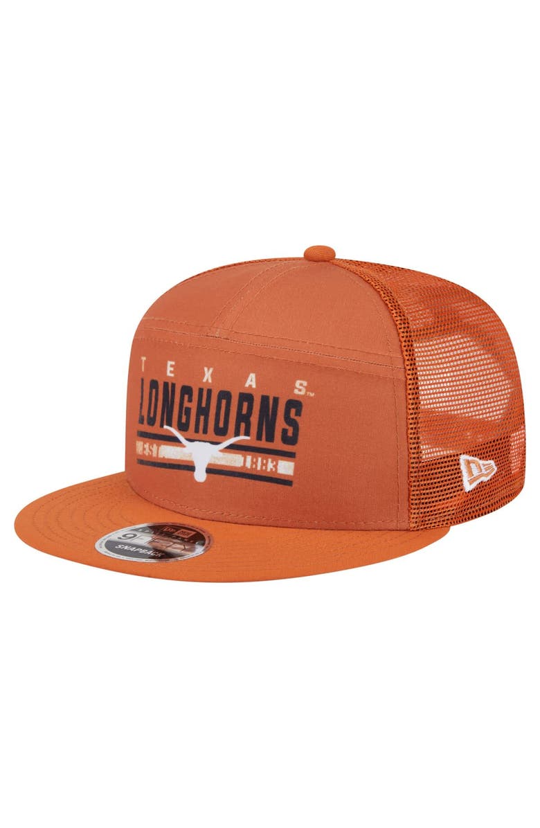 New Era Men's New Era Orange Texas Longhorns Split Panel 9FIFTY Snapback Trucker Hat, Main, color, 