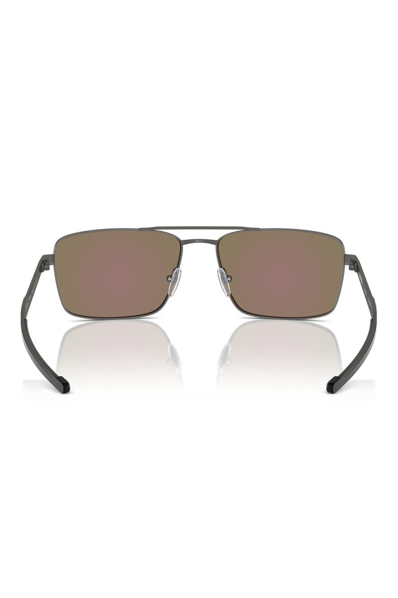 60mm Polarized Rectangular Sunglasses, Alternate, color, DARK GUNMETAL