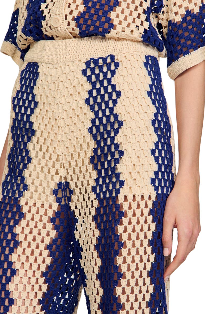 SANDRO Two-tone open weave trousers, Alternate, color, 