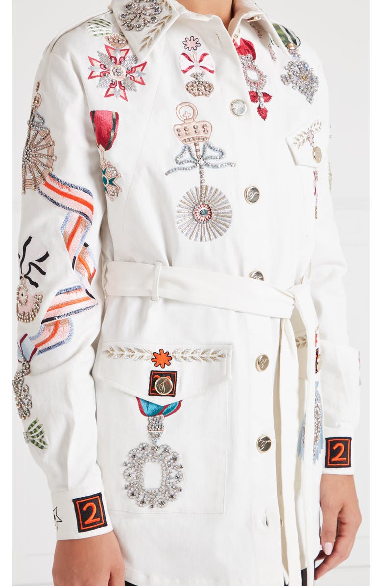 Temperley London Diamantine Shirt Jacket, Alternate, color, Cream