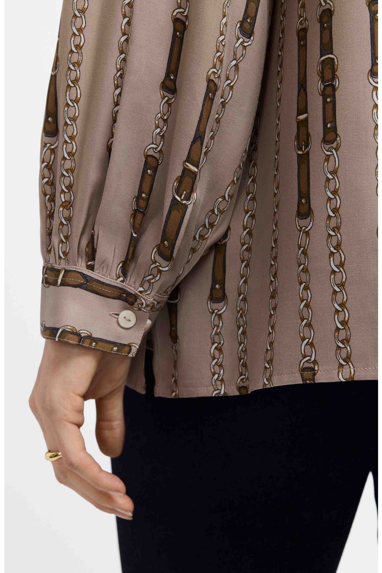 Frankie Chain Stripe Popover Top, Alternate, color, BROWN MULTI