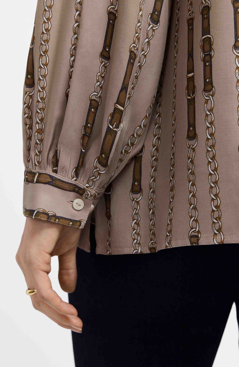 Foxcroft Frankie Chain Stripe Popover Top, Alternate, color, Brown Multi