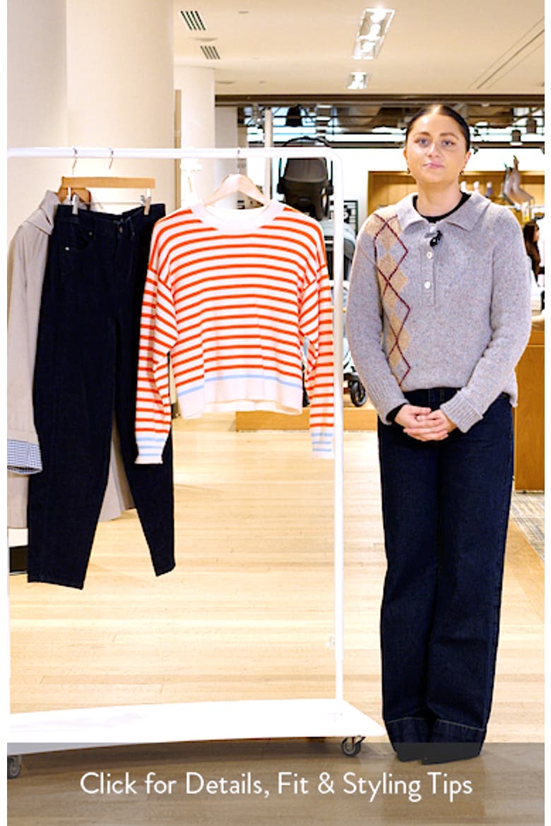 Suki Stripe Cotton Crewneck Sweater video