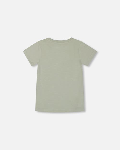 Deux Par Deux Boys' Short Sleeve Organic Cotton Graphic Tee - Little Kid, Big Kid In Sage And Multi