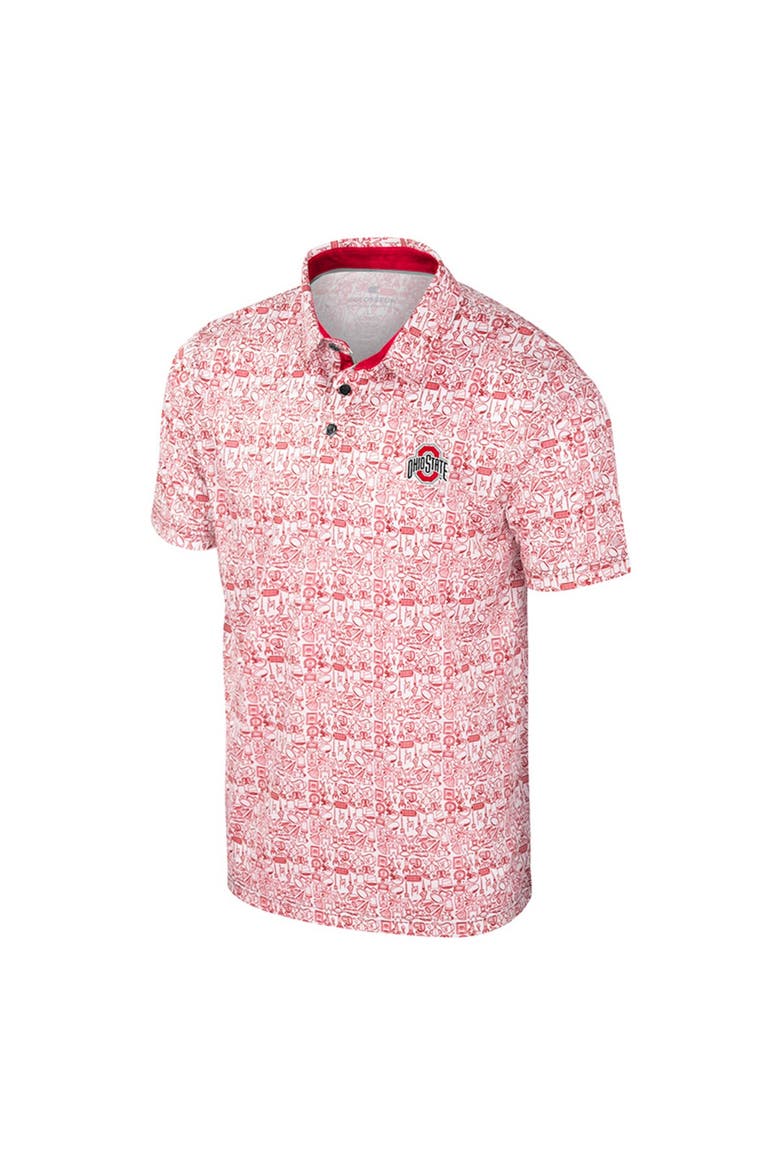 Men's Colosseum Scarlet/White Ohio State Buckeyes Big & Tall Allover Polo, Alternate, color, Scarlet