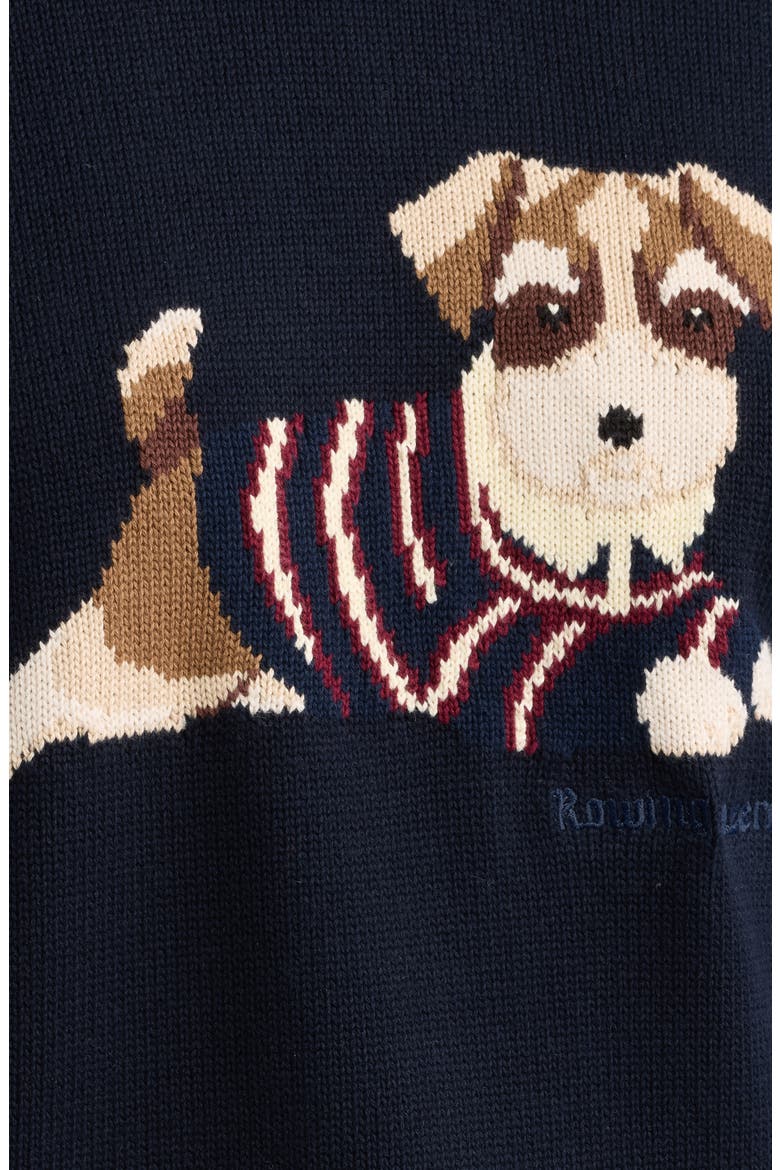 Terrier Dog Cotton Crewneck Sweater, Alternate, color, NAVY