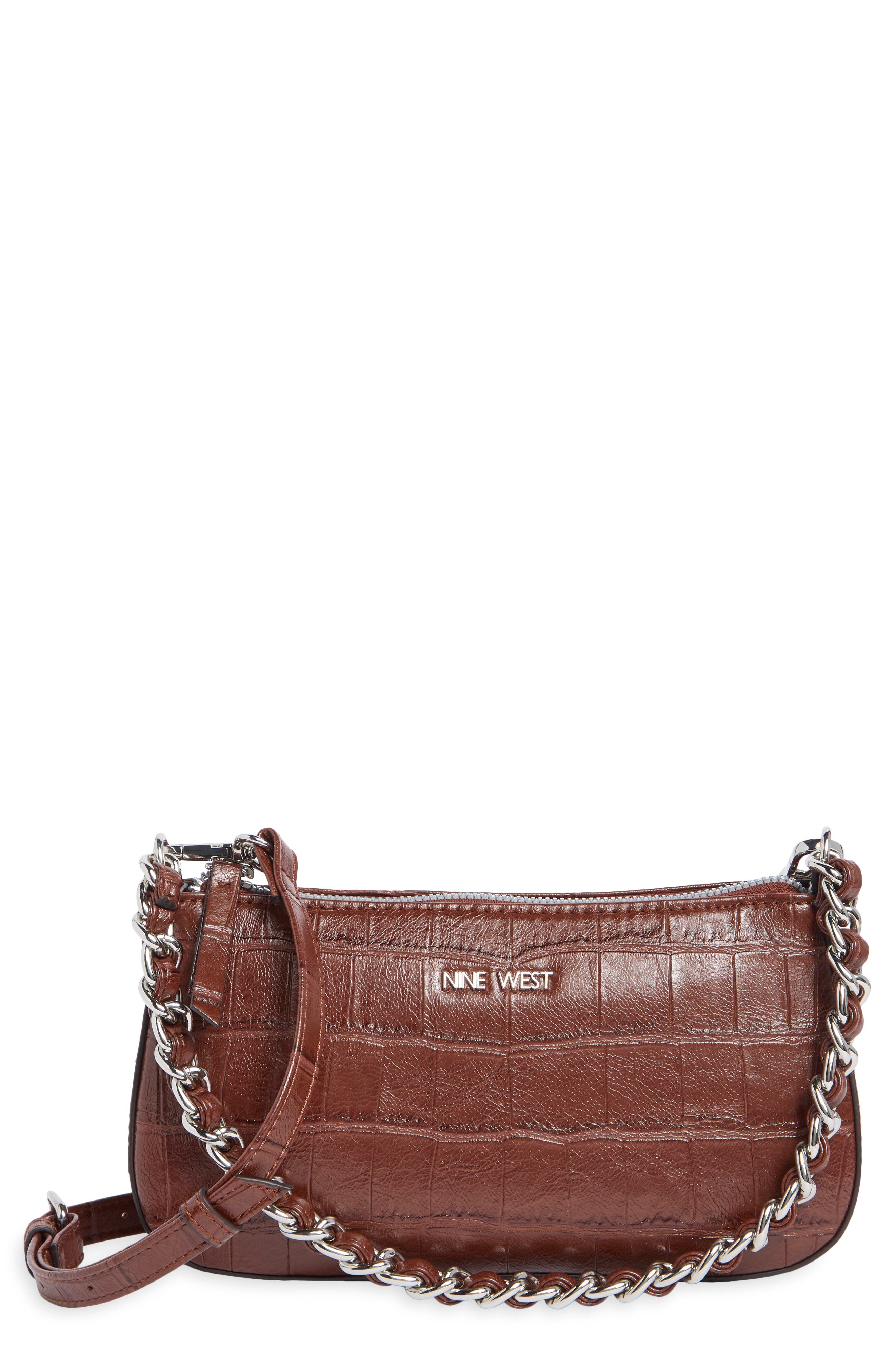 Jace Croc Embossed Faux Leather Shoulder Bag