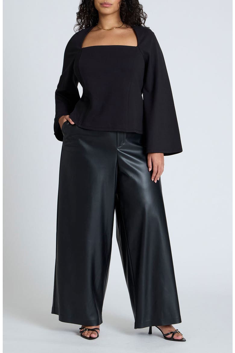 Square Neck Seam Detail Top, Alternate, color, BLACK ONYX