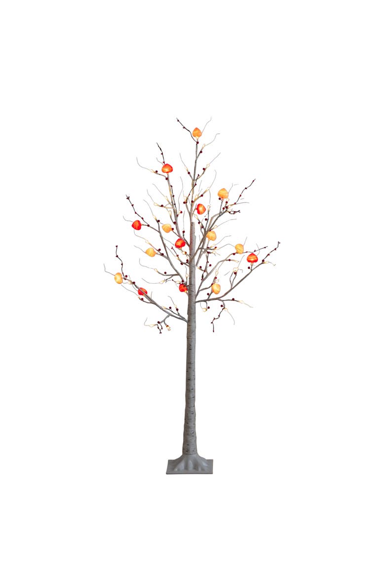 5-ft Pre-Lit Artificial Valentine's Day Twig Tree with 72 Heart Shaped LED Lights and Red Berries, Main, color, White
