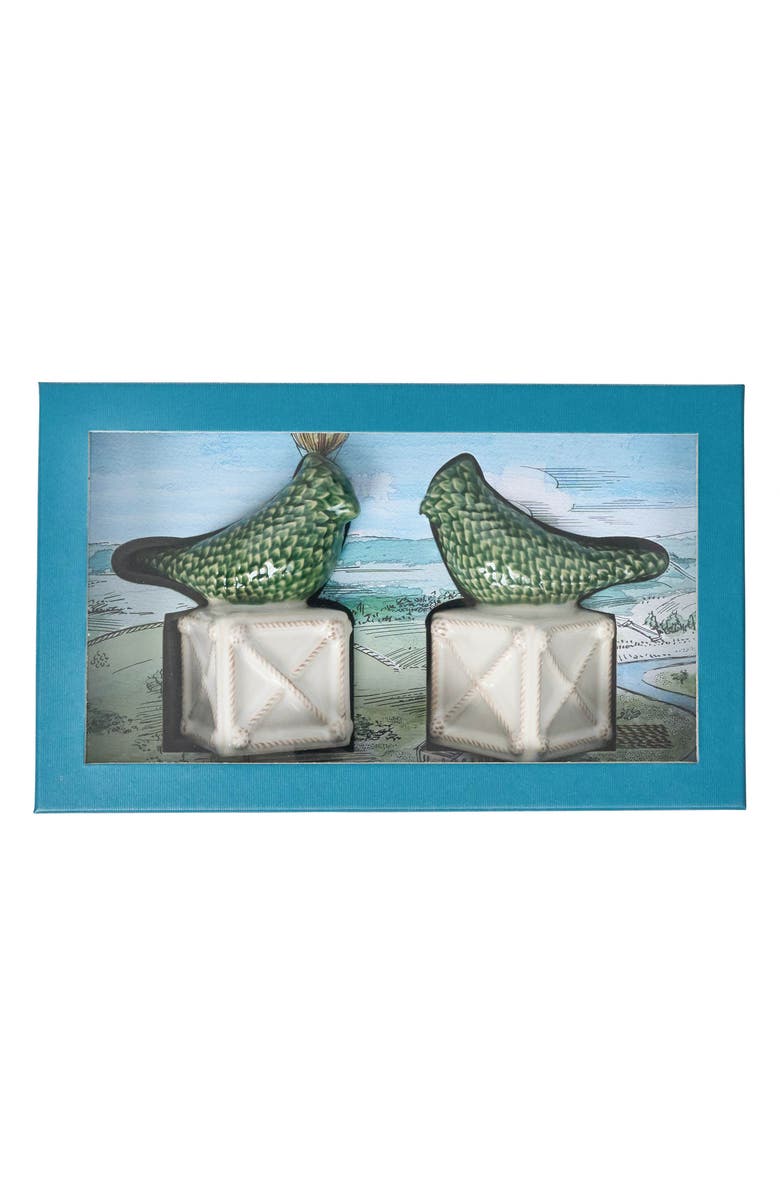 Juliska Berry & Thread Bird Set of 2 Candlesticks, Alternate, color, Green Multi