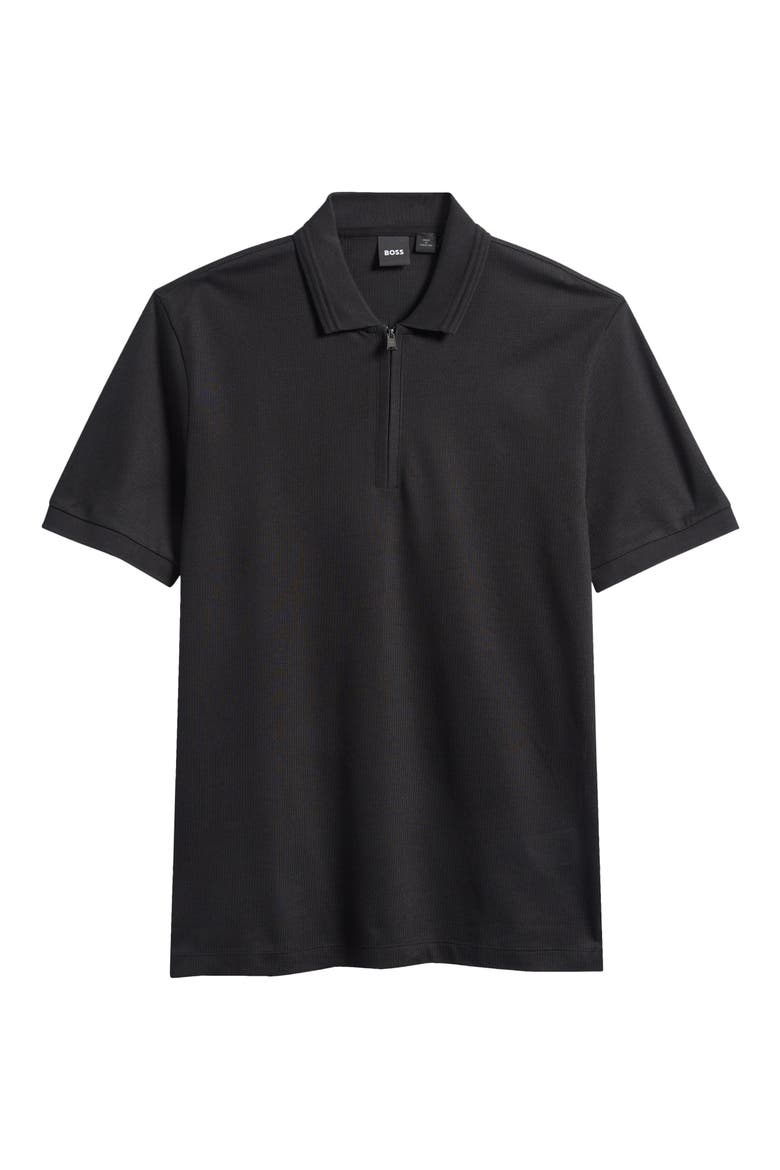 Paras Piqué Zip Polo, Alternate, color, BLACK