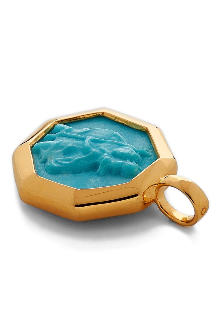 Turquoise Saint Christopher Pendant Charm, Alternate, color, YELLOW GOLD
