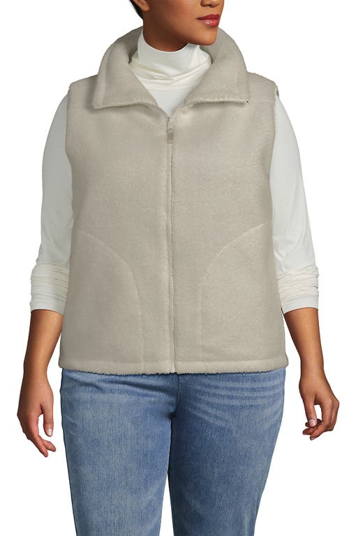 Lands' End Plus Size High Pile Fleece Reversible Mixed Media Vest In Multi