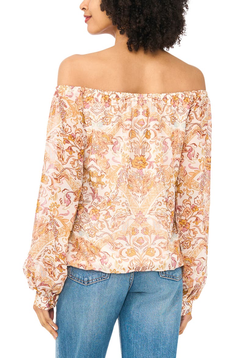Off the Shoulder Tie Hem Top, Alternate, color, COZY PEACH