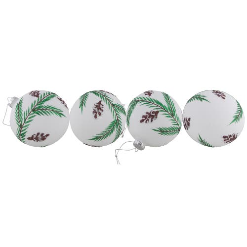 Northlight Glittered Glass Ball Christmas Ornaments With Pine Cones In Green