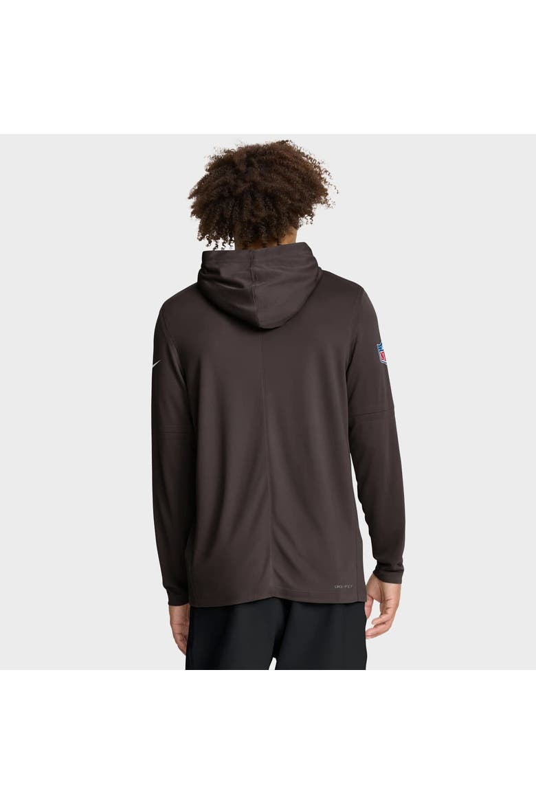 Men's Nike Brown Cleveland Browns Sideline Pure Fury Performance Long Sleeve Hoodie T-Shirt, Alternate, color, Brown