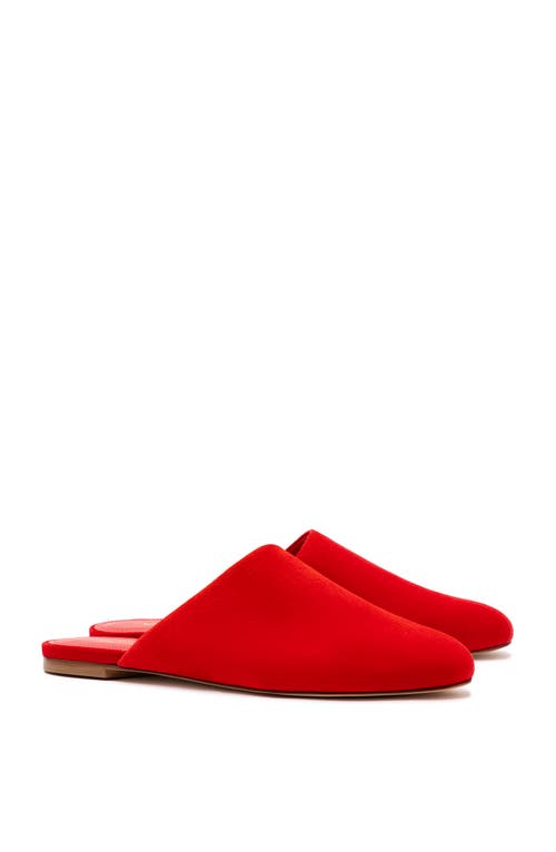 Larroude Venice Suede Ballerina Mules In Scarlet