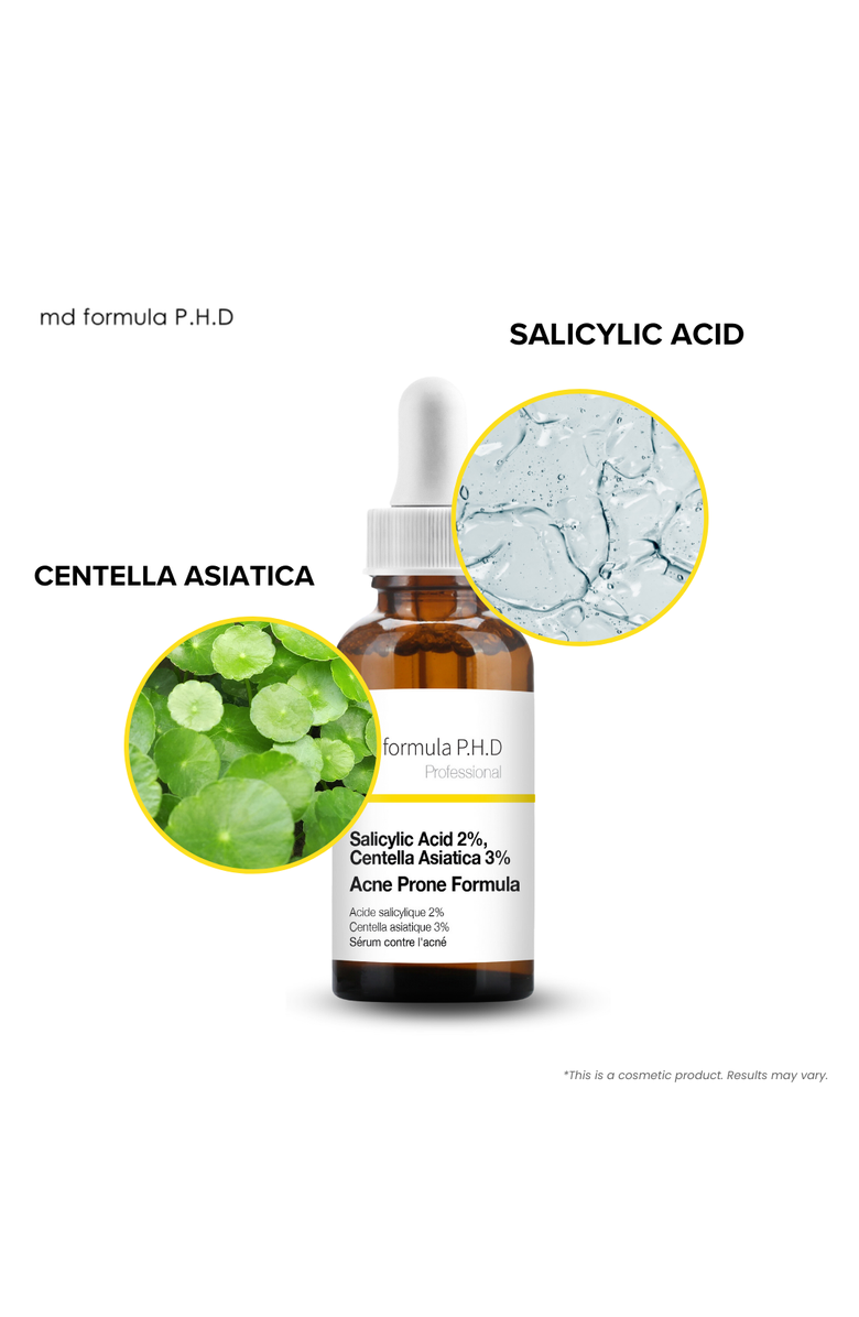 MD FORMULA Acne Prone Serum Salicylic Acid 2%, Centella Asiatica 3% 30ml, Alternate, color, White
