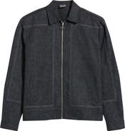 SANTO STUDIO Alcamo Contrast Stitch Cotton Zip-Up Jacket