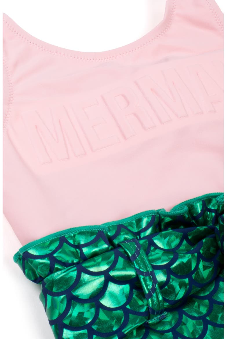 Mermaid One-Piece Swimsuit, Alternate, color, PINK/ GREEN
