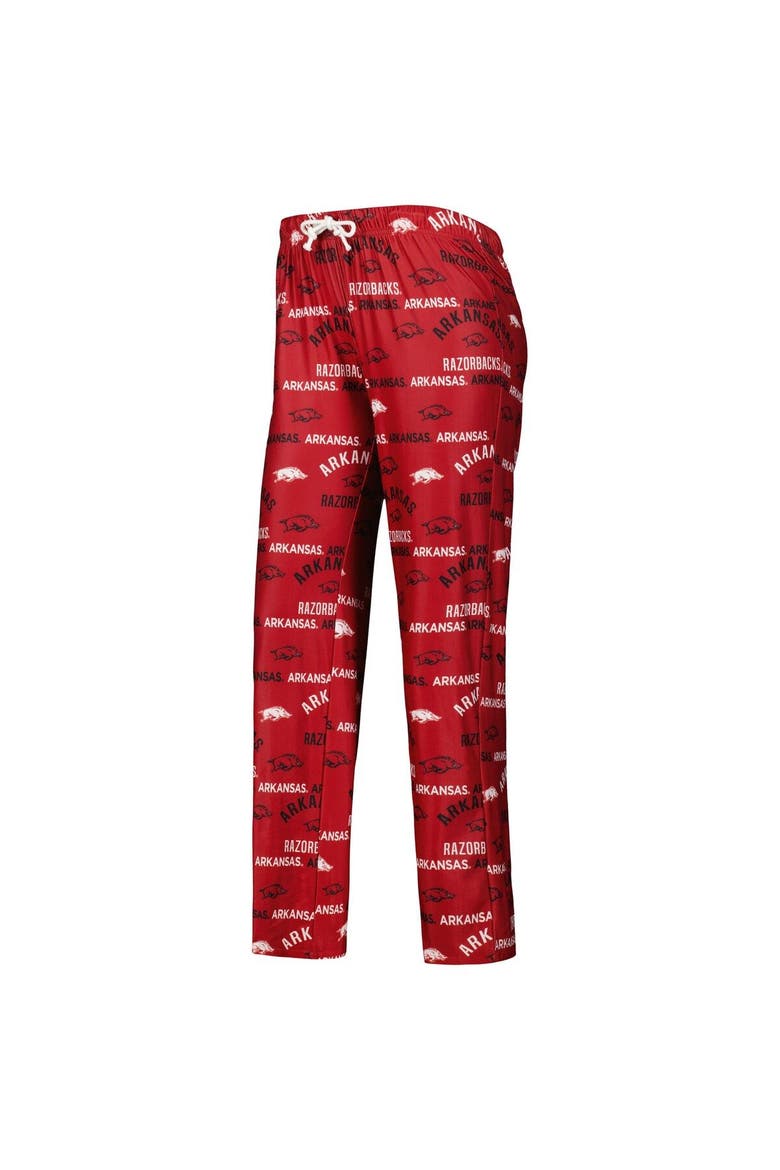 Women's Concepts Sport Cardinal/White Arkansas Razorbacks Breakthrough Allover Print Long Sleeve V-Neck T-Shirt and Pants Sleep Set, Alternate, color, Cardinal