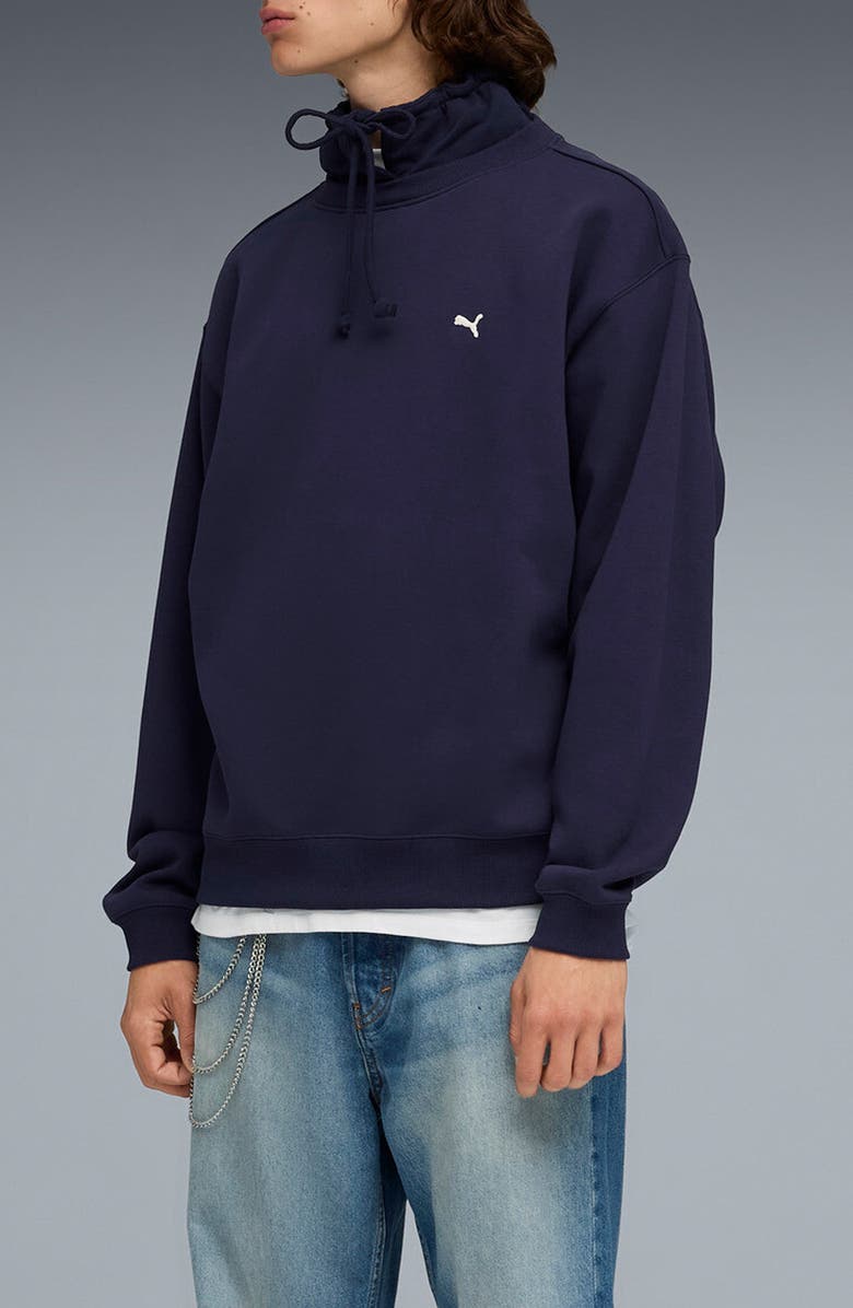 PUMA Select Essentials French Terry Polo Sweatshirt, Alternate, color, Puma Navy