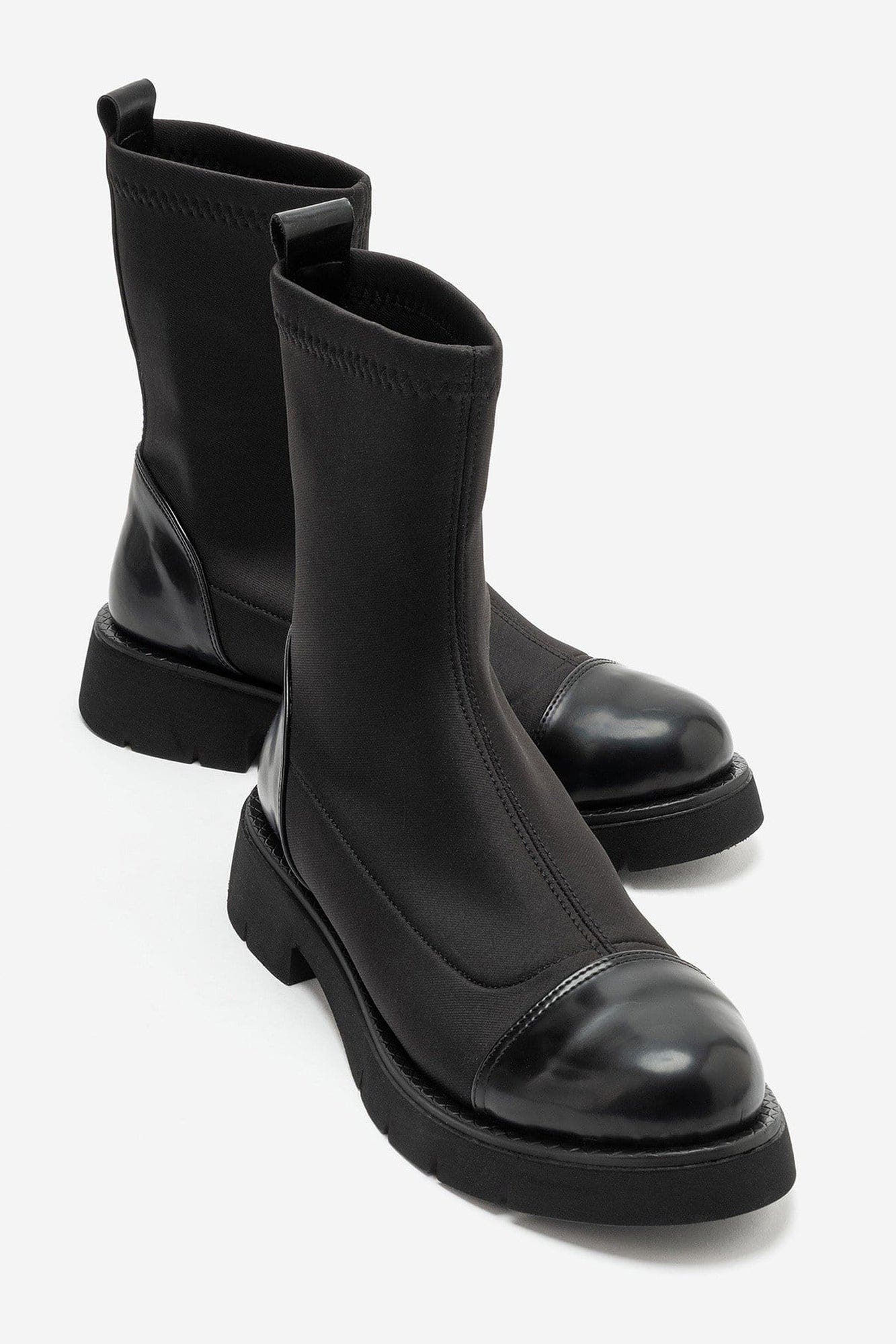 Talessia Scuba Block Heel Sock Boot, Alternate, color, Black