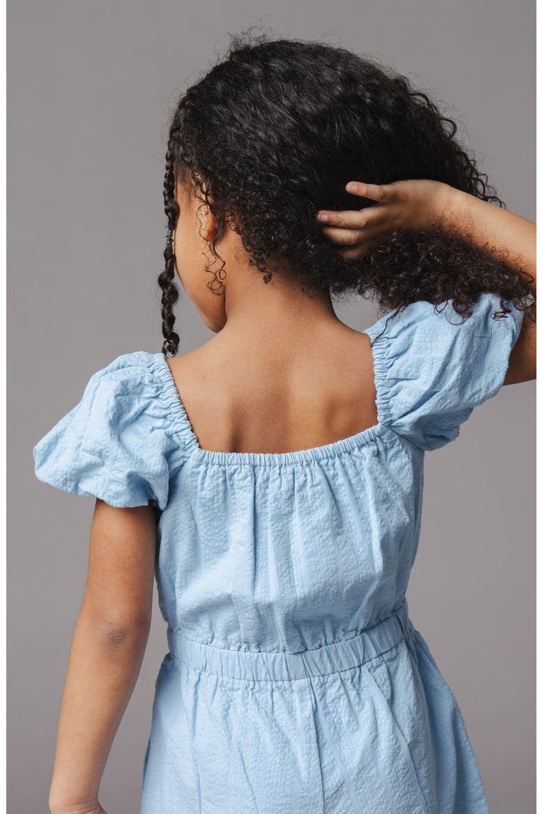 Kids' Organic Puff Sleeve Seersucker Romper, Alternate, color, Bluebell